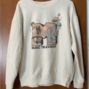 MTV Cream and Multicolor Graphic Crewneck Sweater